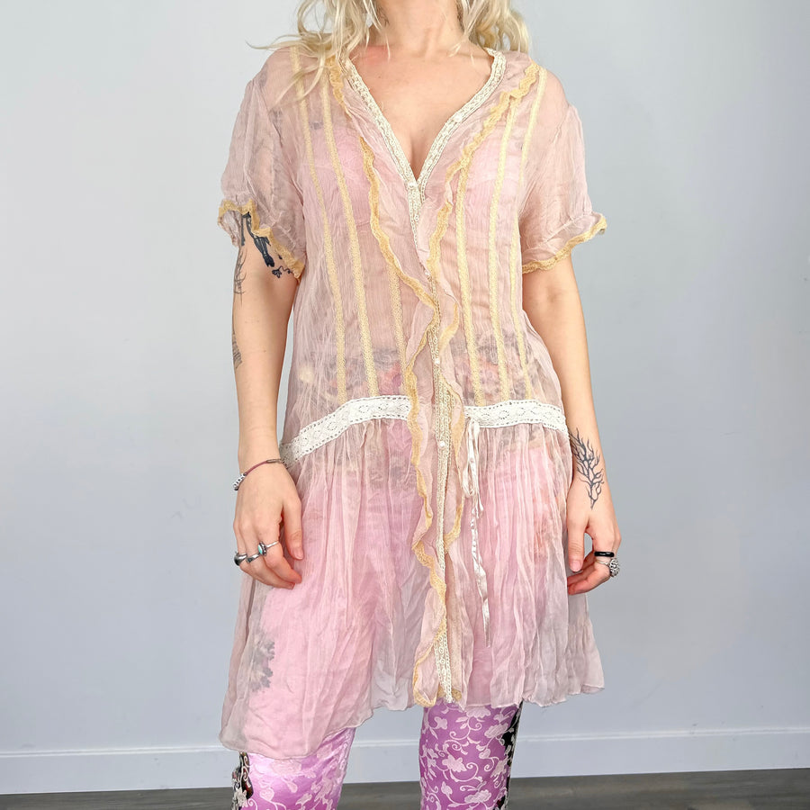N-Gal Women's Asymmetrical Sheer Babydoll Dress Nightwear with  G-String_Purple - Online Shopping Website